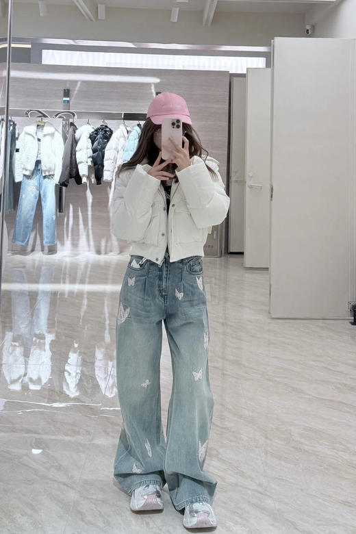 311-3 一步到位底裤价 超吸睛 ann蝴蝶刺绣 阔腿牛仔裤 炒鸡时髦 商品图5