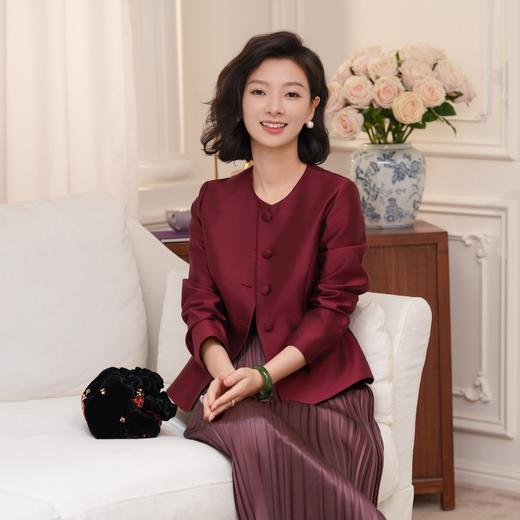 西子/【喜盈门】32姆米桑蚕丝缎面丝毛喜妈妈红色外套女/WTTJ0702
 商品图3