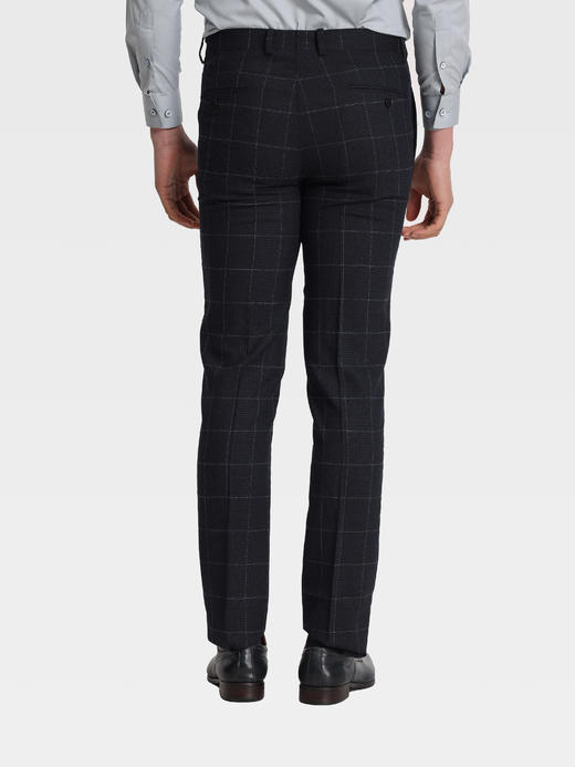 callisto藏青绵羊毛窗型格纹西裤 商品图4