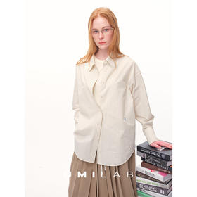 UMILAB｜智性恋*淡人松弛感 柔软高支棉廓形刺绣条纹衬衫H1329V