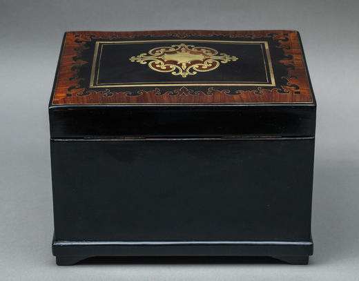 独角鹿西洋古董1850-1870年代法国拿破仑三世时期出品黄铜精雕嵌实木多层雪茄盒 商品图4