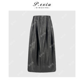 100%桑蚕丝香云纱法式气质A字显瘦松紧腰半身裙 JM9176