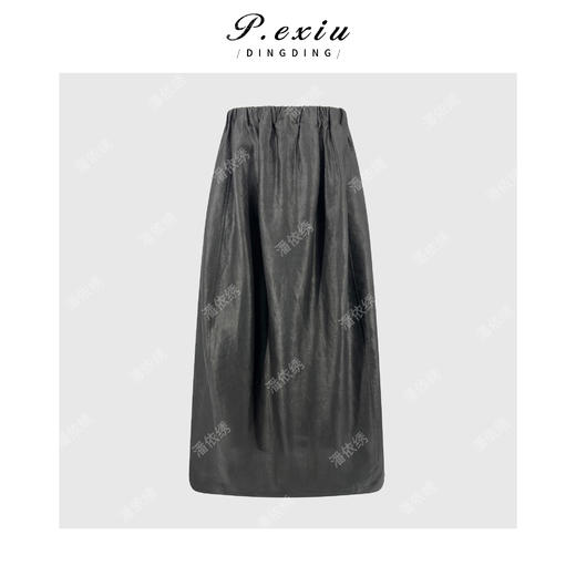 100%桑蚕丝香云纱法式气质A字显瘦松紧腰半身裙 JM9176 商品图0