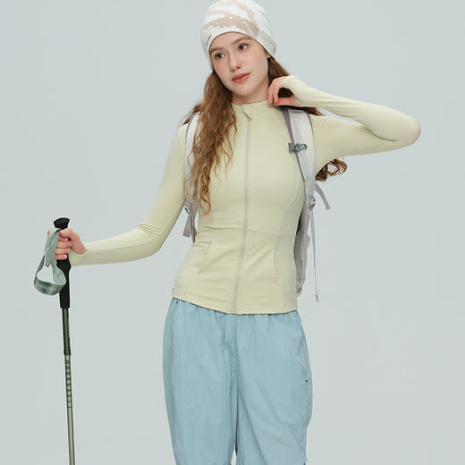 唤醒身心~显瘦有曲线！立领拉链速干修身运动长袖瑜伽上衣运动服外套跑步健身服 商品图3