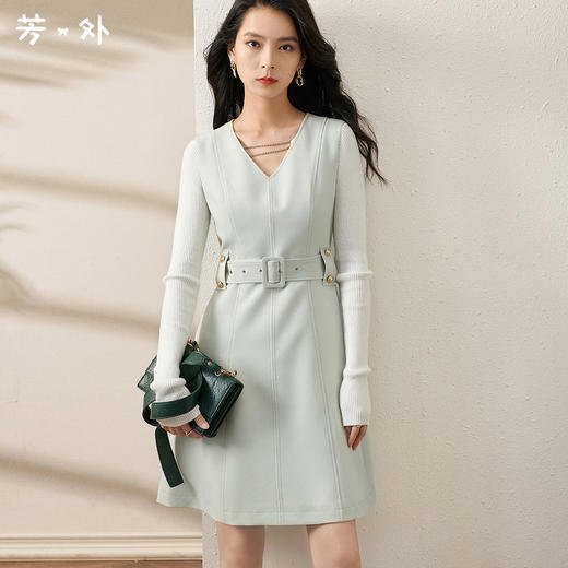 剩S/M/L/XL 芳外新款V领背心裙新款V领高腰收腰款无袖背心连衣裙8T21CL1936 商品图0