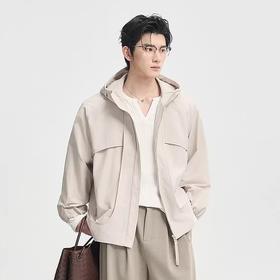 写素 宽松休闲连帽夹克外套