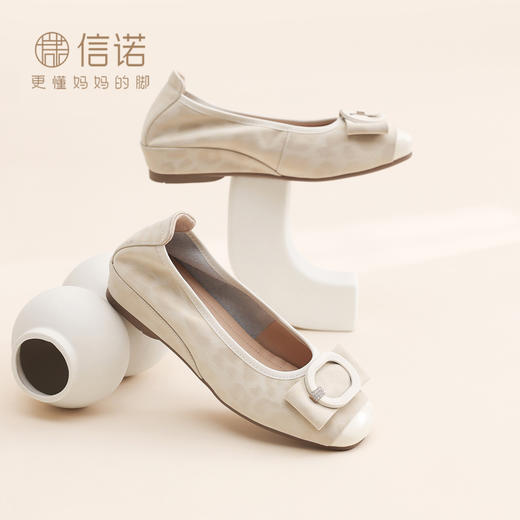 信诺方扣平底单鞋女软底舒适一脚蹬通勤风浅口鞋X6C092-48 商品图2