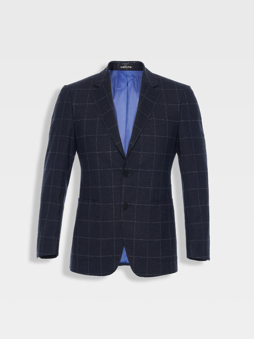 callisto藏青全羊毛窗型格纹西服 商品图0