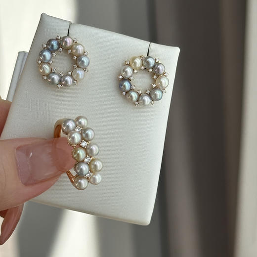 温柔到骨子里的混彩Akoya甜甜圈耳钉 商品图2