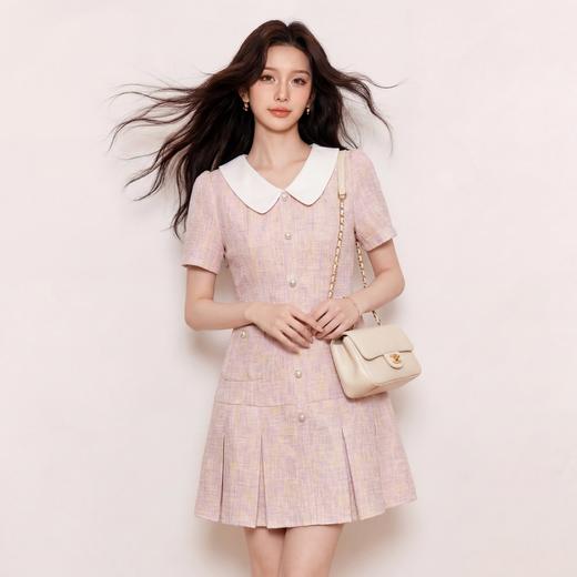 奢姿大码女装2026夏季减龄娃娃领小香风连衣裙胖妹妹通勤时尚裙子9962894580 商品图4