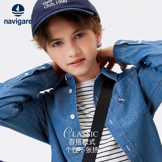 【纳维凯尔】【120-160】Navigare意大利小帆船男童春秋牛仔衬衫 商品图2