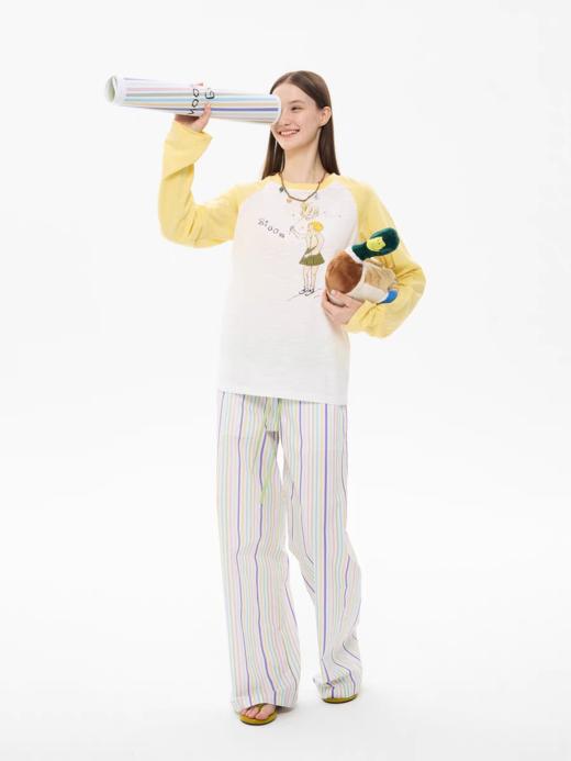 heris/H61113/春日蒲公英印花轻薄竹节松弛长袖T 商品图3