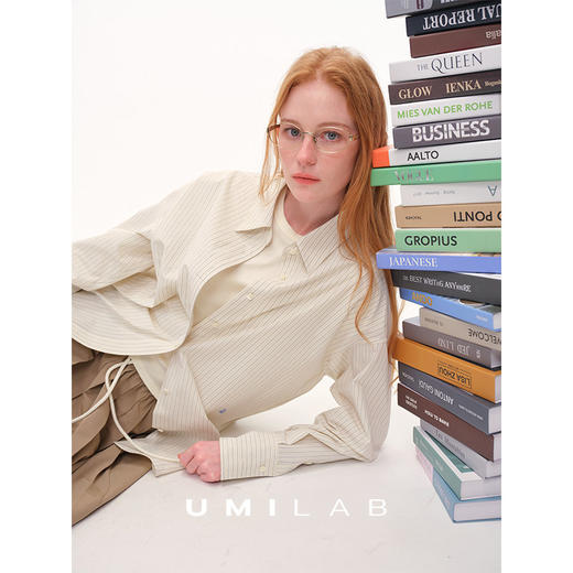 UMILAB｜智性恋*淡人松弛感 柔软高支棉廓形刺绣条纹衬衫H1329V 商品图3