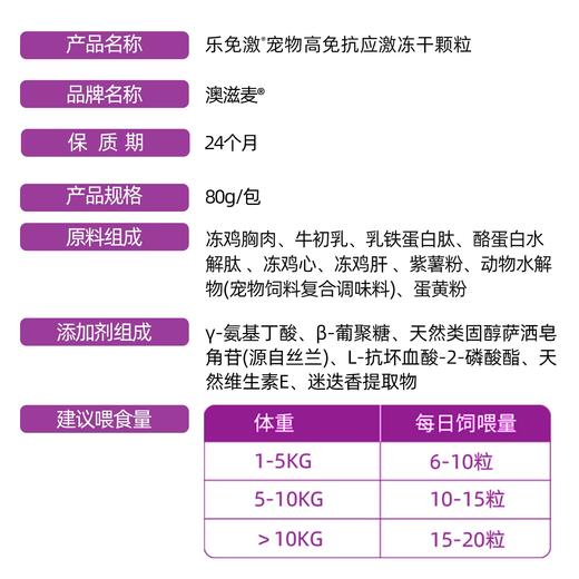 澳滋麦乐免激宠物冻干零食乳铁蛋白惊吓情绪呵护鸡肉冻干猫咪零食 商品图3