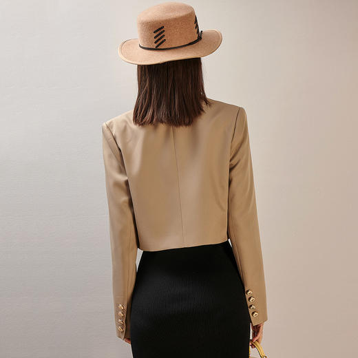 剩L/XL 芳外新款短款小个子外套新款拼色翻领单西式外套8T21AW0365 商品图4