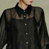 【林栖设计小店】月夜清影|黑色丝麻五瓣梅宽松2026夏新款翻领衬衣1962027 商品缩略图2