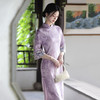 紫色国风新中式中袖旗袍，改良年轻款复古修身收腰春旗袍SC22022 商品缩略图4