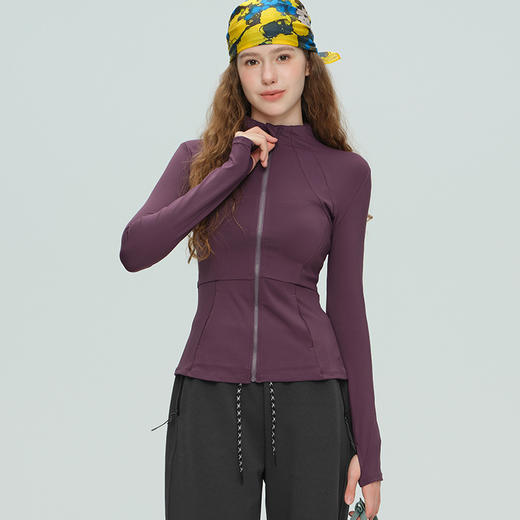 唤醒身心~显瘦有曲线！立领拉链速干修身运动长袖瑜伽上衣运动服外套跑步健身服 商品图2