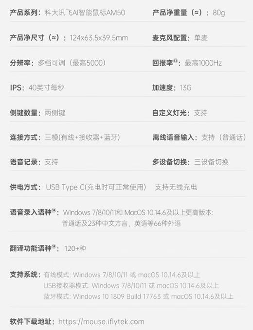 【JY】科大讯飞AM50星火版黑 色/白色 语音鼠标 商品图4