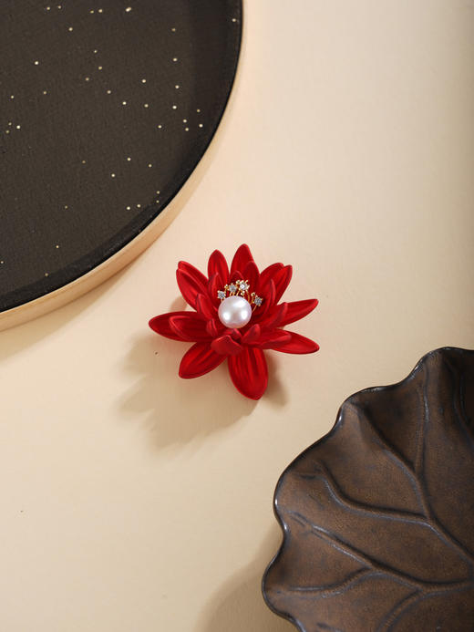 子佩集【绮瓣承禧】珍珠惜王妃胸针【XXXZ253】红莲镀金2602 商品图2