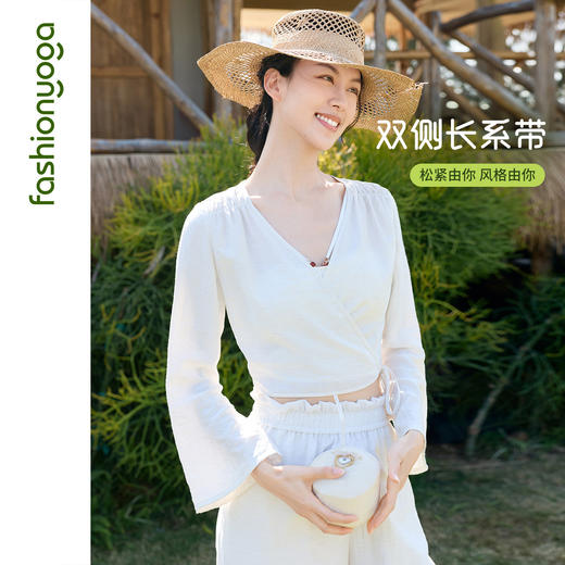 凡圣瑜伽气质亚麻外搭长袖FM16319 商品图0