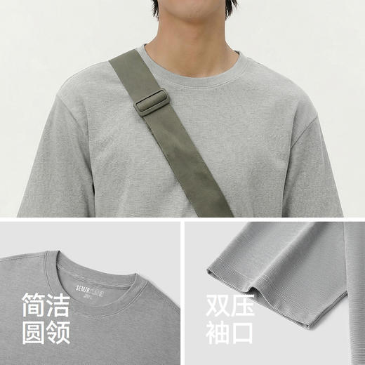 【99元任选2件】森马短袖T恤男夏季吸湿速干上衣质感条纹肌理宽松简约百搭针织衫 商品图3