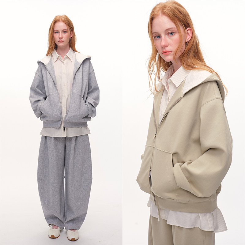 UMILAB｜戴高乐*机场套 原创假两件衬衫+卫衣廓形logo外套C1018V