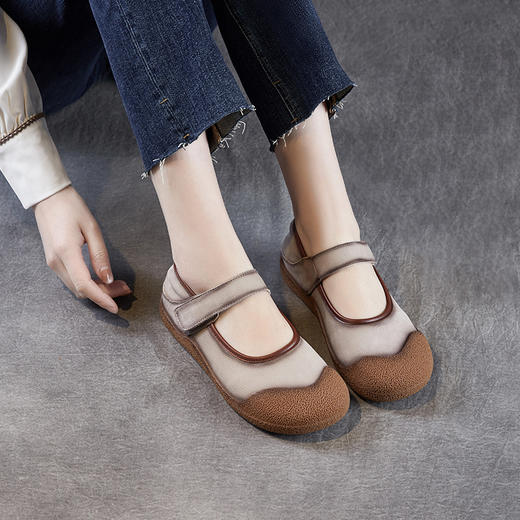 真皮软底软面舒适百搭，复古牛皮豆豆鞋浅口单鞋ZM258372 商品图2