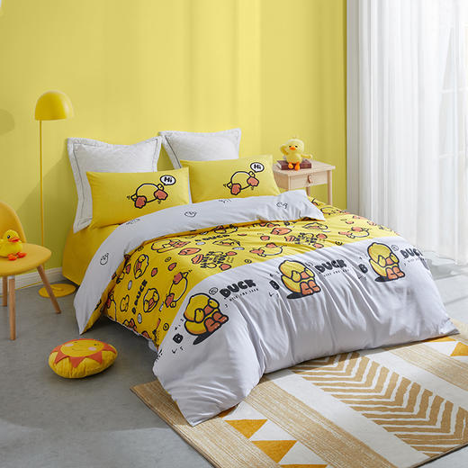 LOVO  VSTT581小黄鸭   鸭鸭捉迷藏床品四件套 商品图1