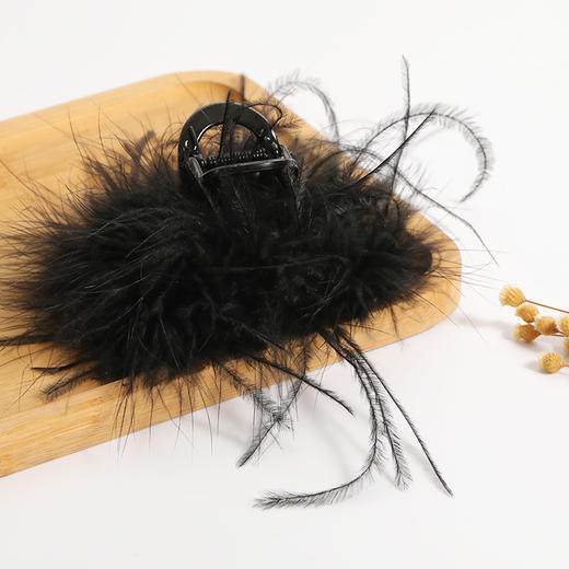 新款鸵鸟羽毛抓夹气质女后脑勺盘发夹-纪念日百货门店同款 160096726 商品图5