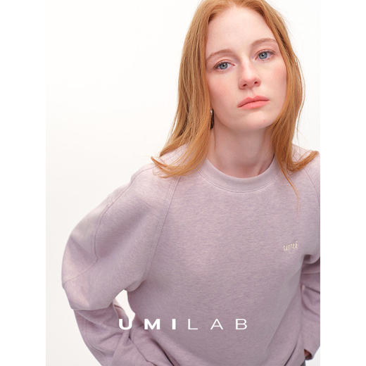 UMILAB｜轻氧日记*建筑感构型 简约混色花纱廓形插肩logo卫衣T788 商品图3