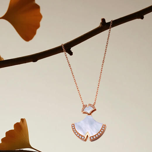 ［东方幸趣］18K玫瑰金贝母镶钻项链#迎幸 商品图1