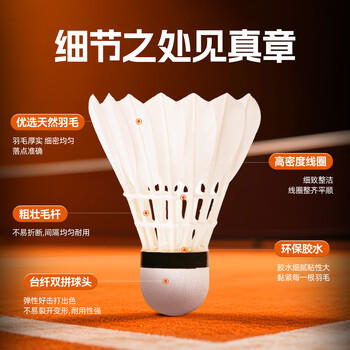 川崎羽毛球耐打稳定训练比赛球天然羽毛12只装 令箭L800 商品图6