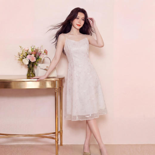 奢姿大码女装2026夏季胖妹妹针织开衫温柔粉蕾丝吊带裙套装两件套9962960029AB 商品图4