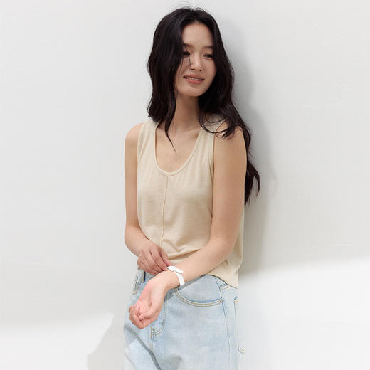 【2026夏季新品】醋酸亚麻・中线背心 丝滑凉感莱赛尔宽松吊带时尚内搭条纹春夏打底衫 商品图0