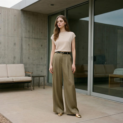 PALUOPO/PL春夏圆领舒适减龄针织短袖小个子百搭T恤女ES250953M 商品图13