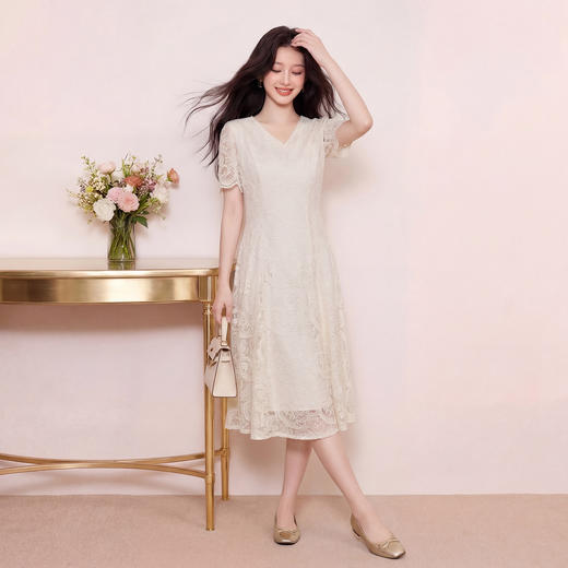 奢姿大码女装2026夏季胖妹妹时尚蕾丝连衣裙气质通勤轻社交裙子9962854536 商品图1