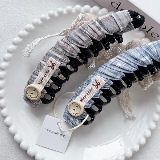 可爱ZY格纹蕾丝熊头香蕉夹-纪念日百货门店同款169648144 商品图3