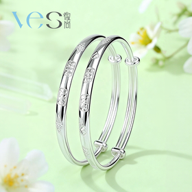 喜乐纳福光面圆棍足银BB手镯