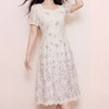 奢姿大码女装2026夏季胖妹妹轻奢优雅连衣裙气质碎花方领A字裙9962860085 商品缩略图4