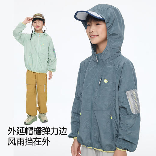 onmygame儿童外套防泼水男女童轻量户外防晒连帽上衣 商品图3
