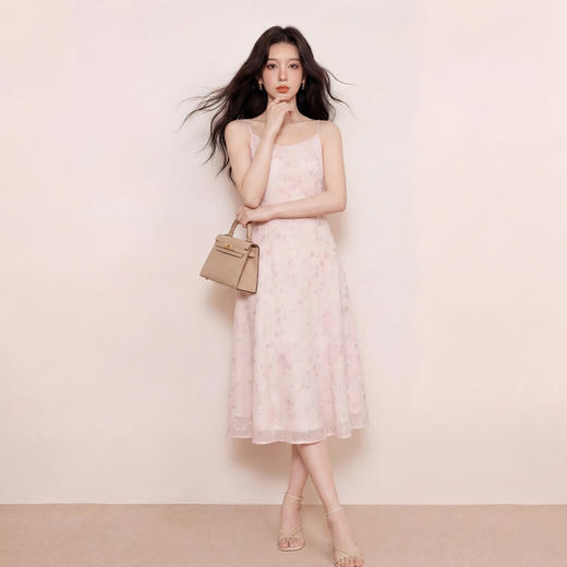 奢姿大码女装2026夏季胖妹妹时尚刺绣吊带连衣裙气质小香风长裙9962860029A 商品图0