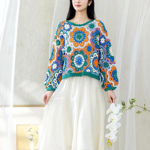 苏苏姐家景华罩衫手工diy编织毛线团4股棉钩针衣服上衣自制材料包 商品图1