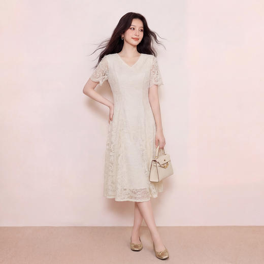 奢姿大码女装2026夏季胖妹妹时尚蕾丝连衣裙气质通勤轻社交裙子9962854536 商品图4