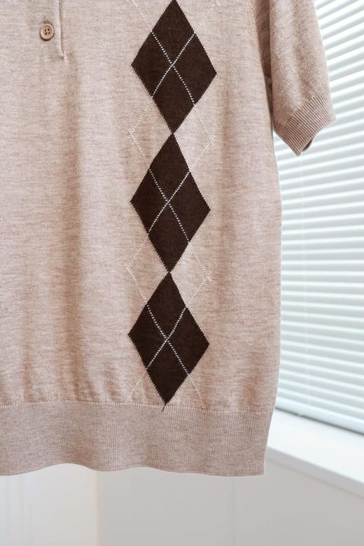 英伦概念|miu系菱格翻领短袖羊毛衫 商品图5