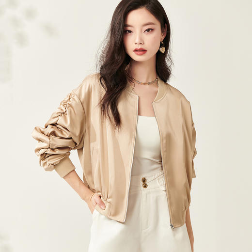 芳外新款休闲夹克时尚抽褶休闲短外套女8T23AW0105 商品图1