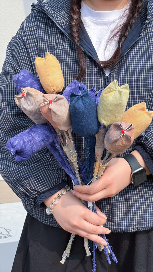 非遗手工扎染草木染郁金香永生花布艺家居礼物装饰专用 商品图1