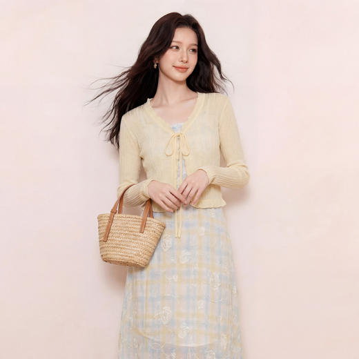 奢姿大码女装2026夏季胖妹妹时尚木耳边设计针织开衫气质减龄上衣9862360059A 商品图4