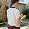 欧芮儿2026年新款夏季撞色圆领字母刺绣女白色休闲时尚短袖针织衫 商品缩略图3