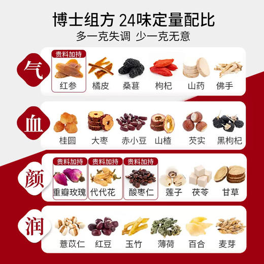 固本堂二十四味红参玫瑰元气茶 商品图1